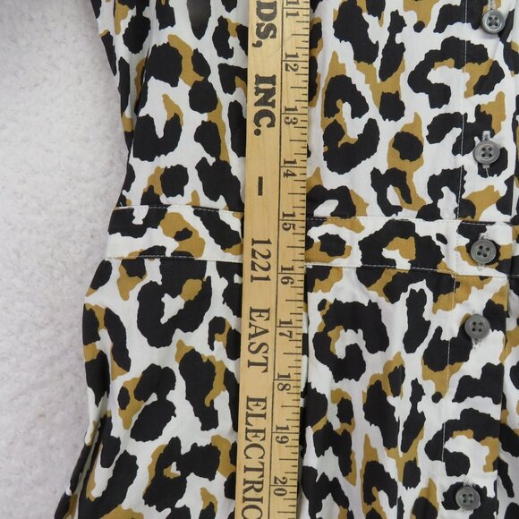 J Crew Dress Womens 4 Leopard Belted Long Sleeve Button Front Cotton A5328 - Picture 11 of 13